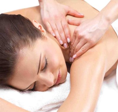 CIBTAC Massage Diploma in Swedish Body Massage. A practitioner kneading customer's shoulder