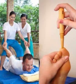 The Thai Massage Course Package at the Bali International Spa Academy incorporates Thai Massage with Herbal Packs and Thai Foot Stick Massage