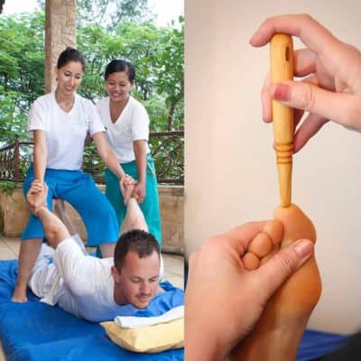 The Thai Massage Course Package at the Bali International Spa Academy incorporates Thai Massage with Herbal Packs and Thai Foot Stick Massage